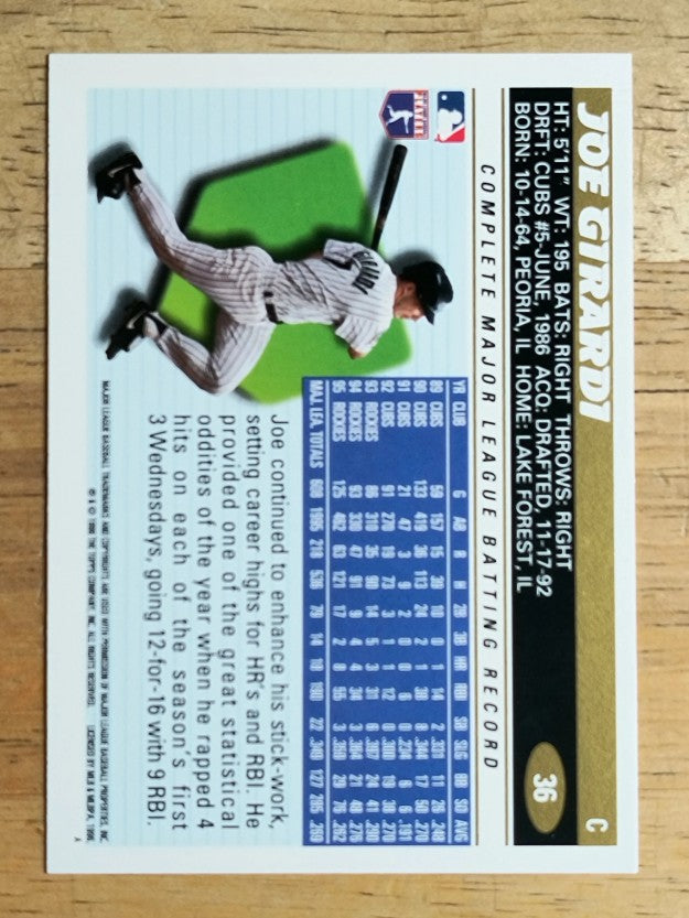 1996 Topps #36 Joe Girardi