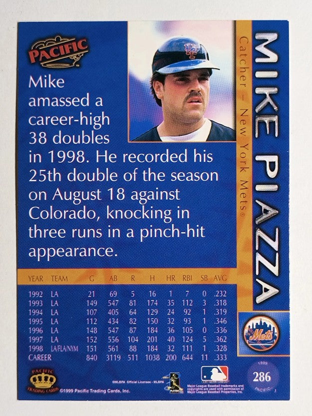 1999 Pacific #286A Mike Piazza Headshot