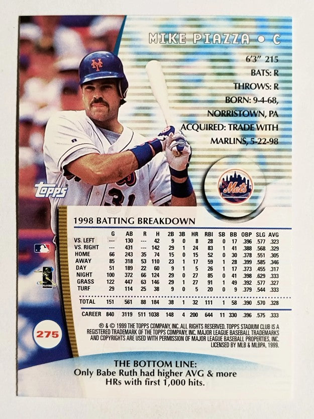 1999 Stadium Club #275 Mike Piazza