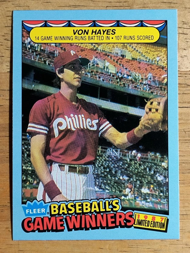 1987 Fleer Game Winners #19 Von Hayes