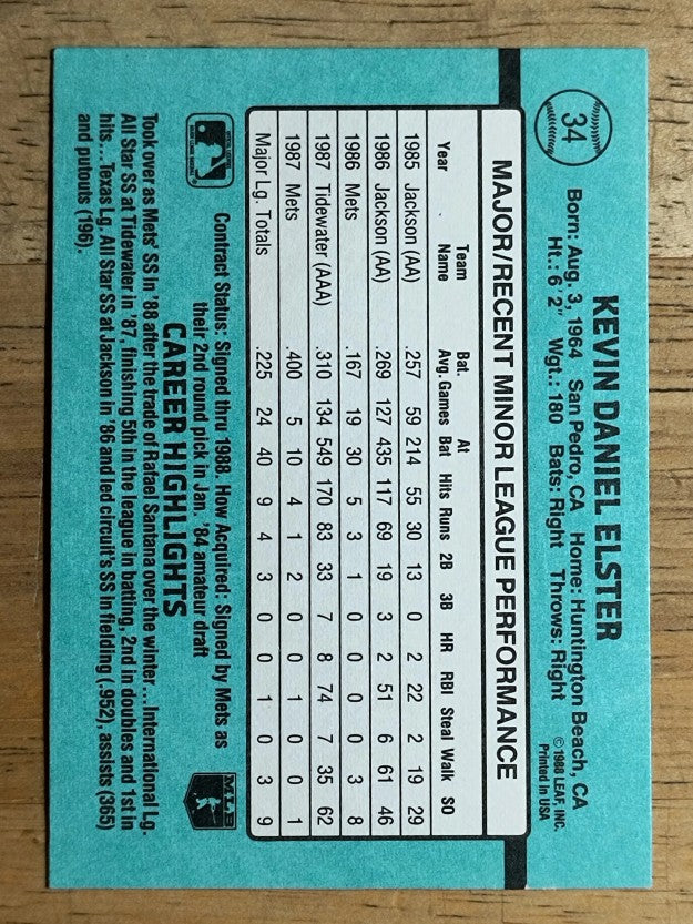 1988 Donruss Rookies #34 Kevin Elster