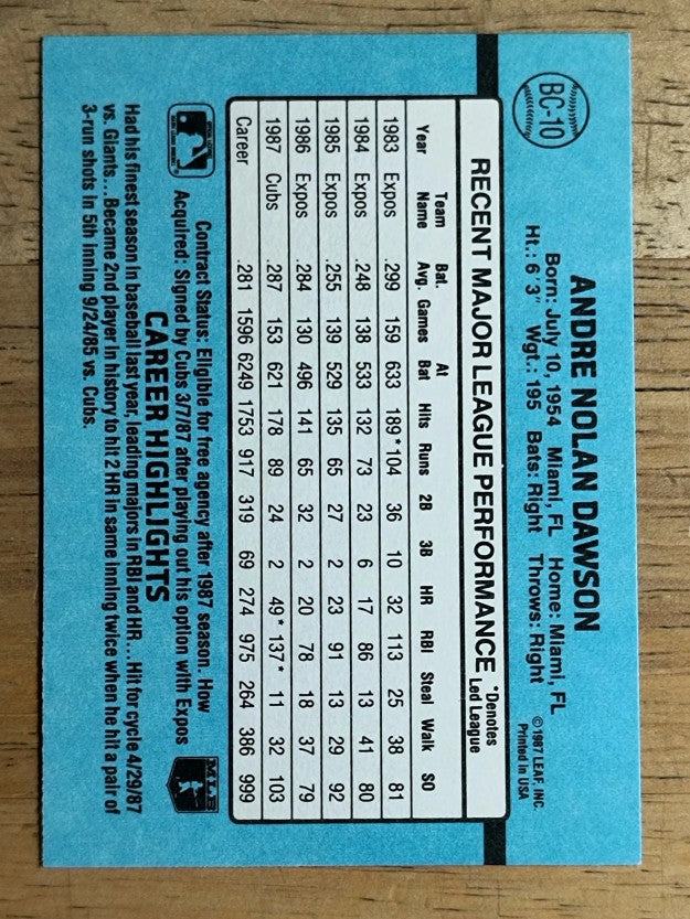 1988 Donruss Bonus MVP's #BC10 Andre Dawson
