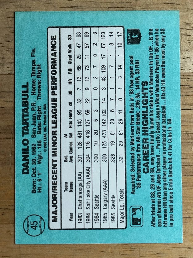 1986 Donruss Rookies #45 Danny Tartabull