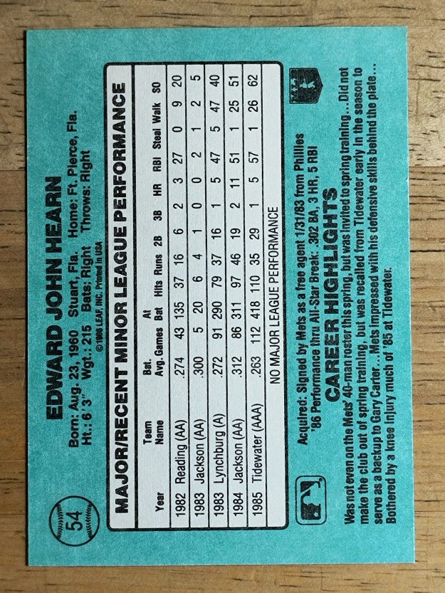 1986 Donruss Rookies #54 Ed Hearn XRC