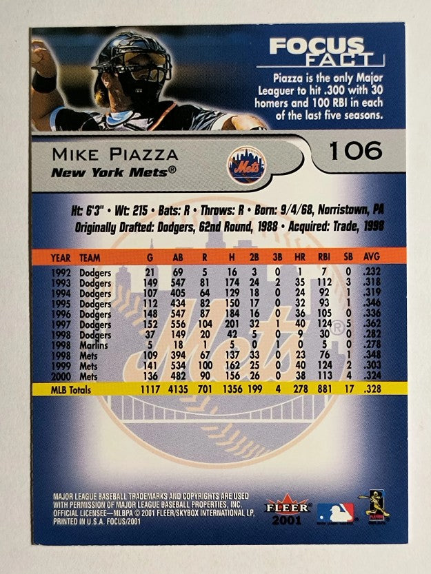 2001 Fleer Focus #106 Mike Piazza