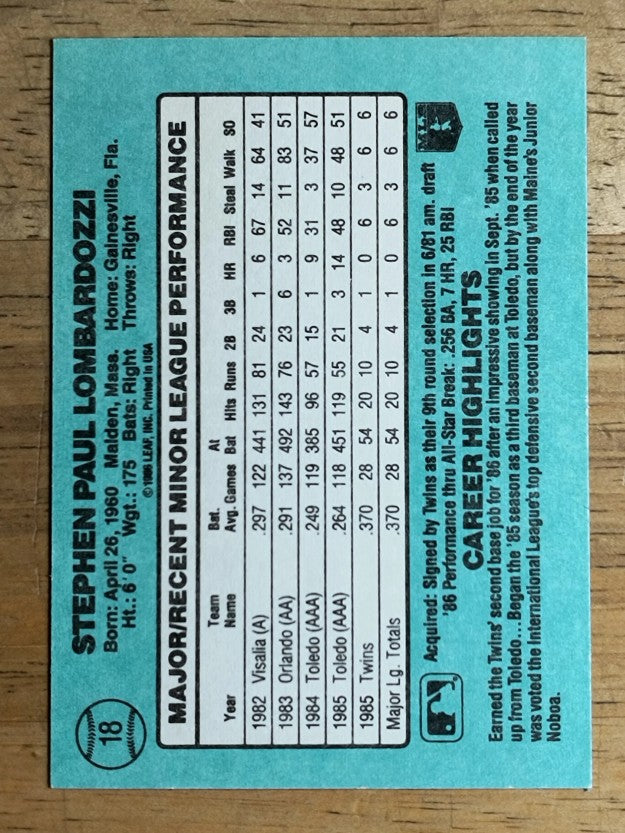 1986 Donruss Rookies #18 Steve Lombardozzi