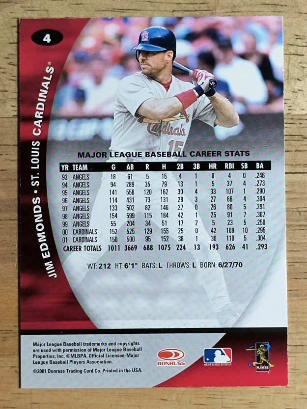2001 Donruss Class of 2001 #4 Jim Edmonds