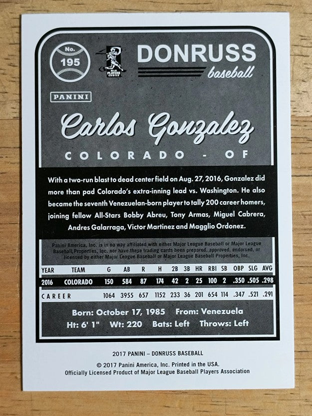 2017 Donruss #195 Carlos Gonzalez