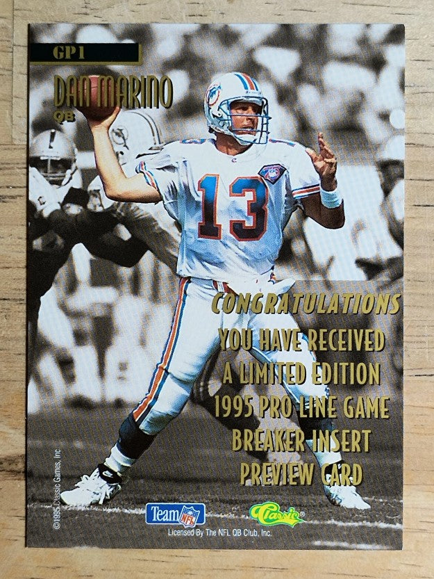 1995 Pro Line GameBreakers Previews #GP1 Dan Marino