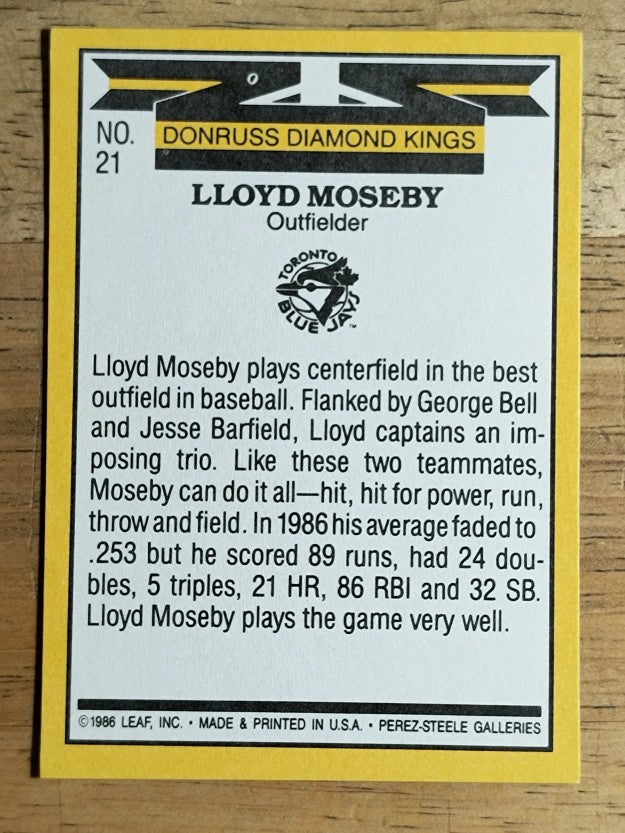 1987 Donruss #21 Lloyd Moseby DK