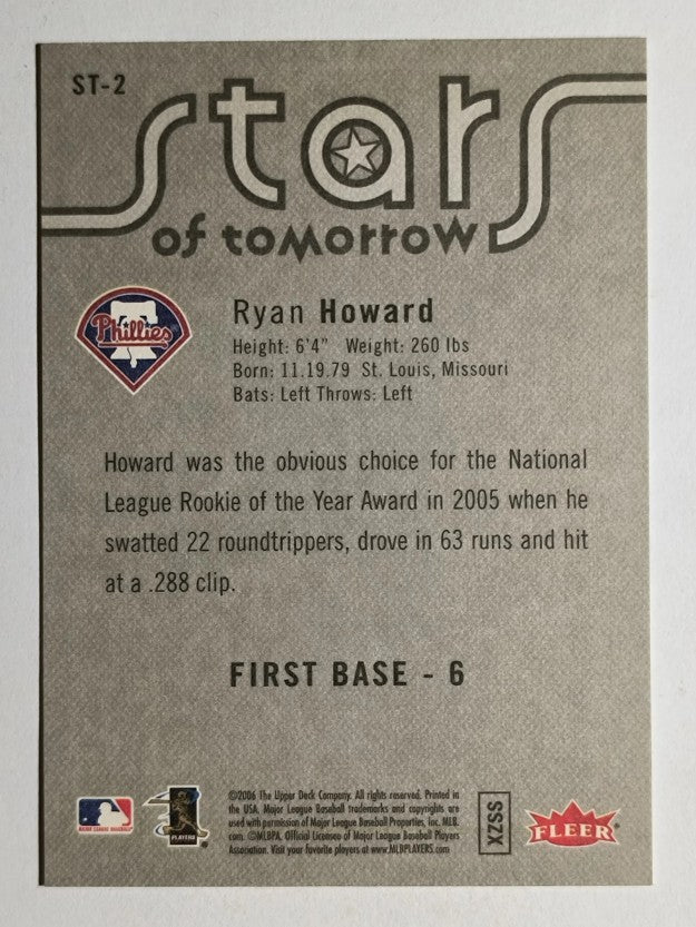 2006 Fleer Stars of Tomorrow #ST2 Ryan Howard