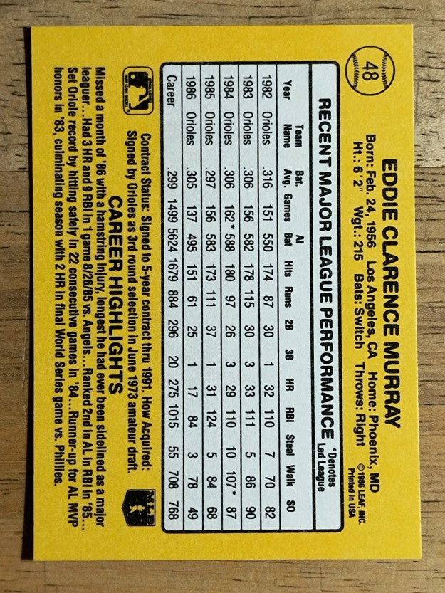 1987 Donruss #48 Eddie Murray