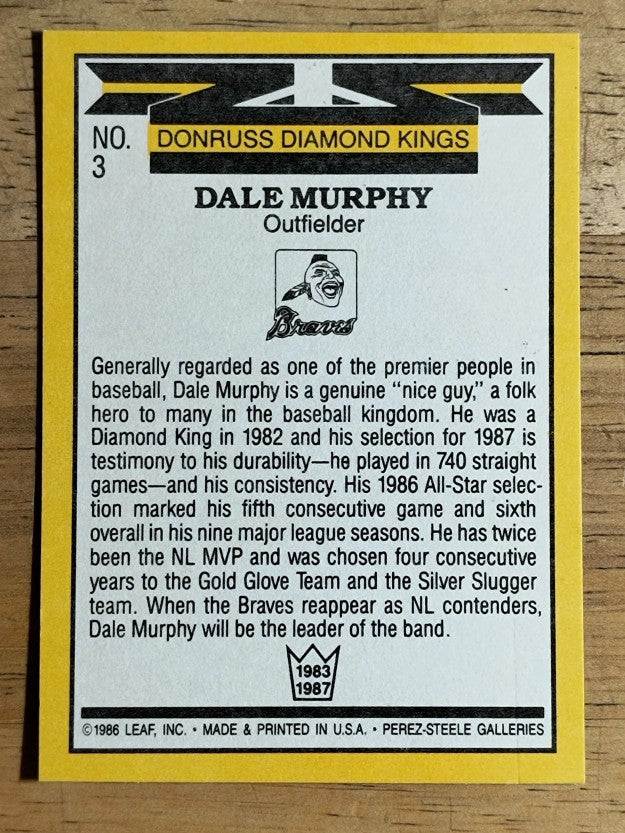 1987 Donruss #3 Dale Murphy DK