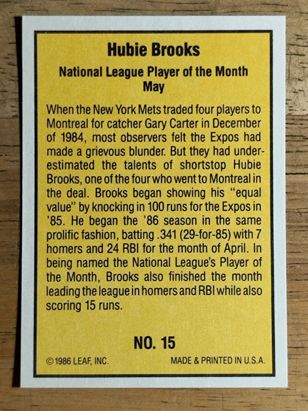1986 Donruss Highlights #15 Hubie Brooks