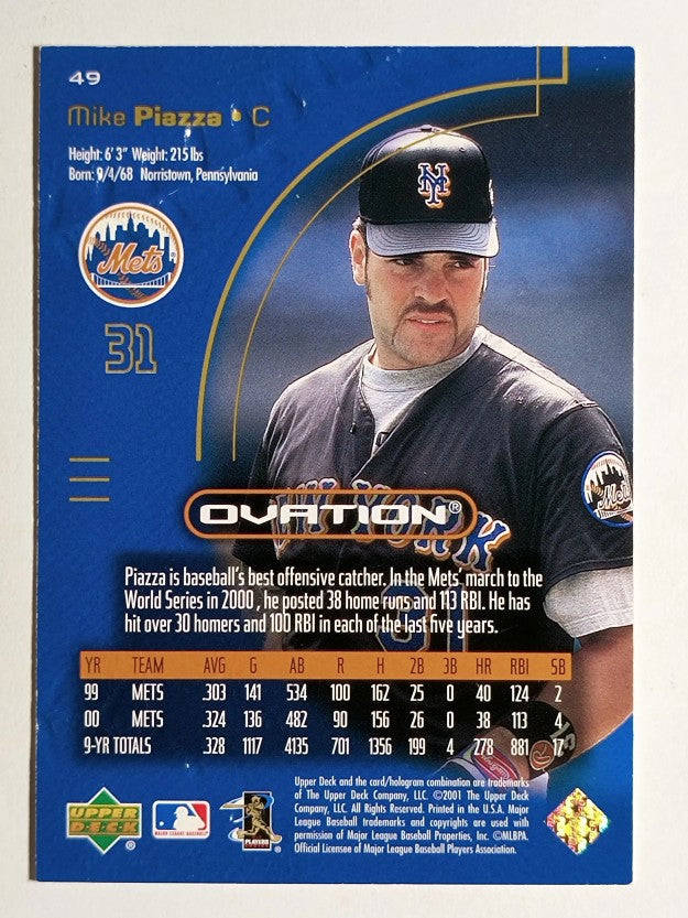 2001 Upper Deck Ovation #49 Mike Piazza