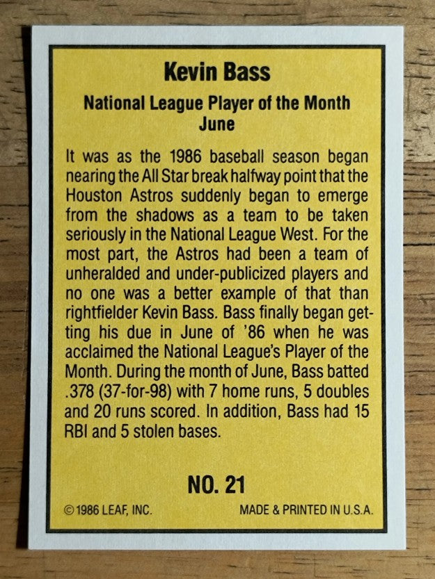 1986 Donruss Highlights #21 Kevin Bass
