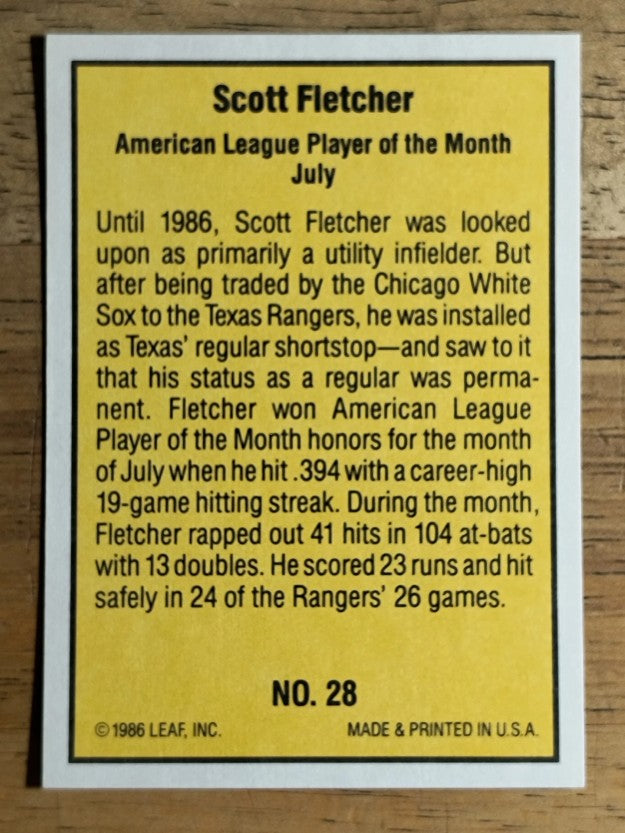 1986 Donruss Highlights #28 Scott Fletcher