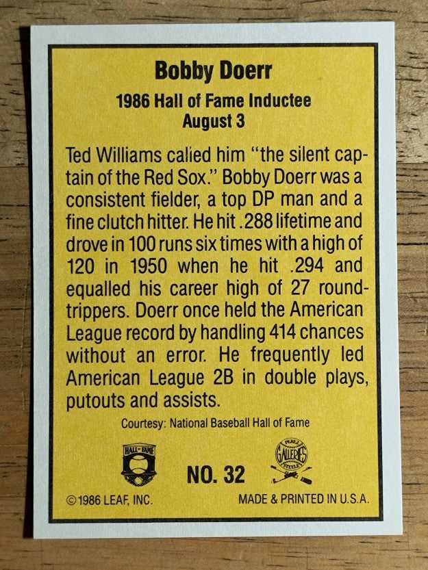 1986 Donruss Highlights #32 Bobby Doerr