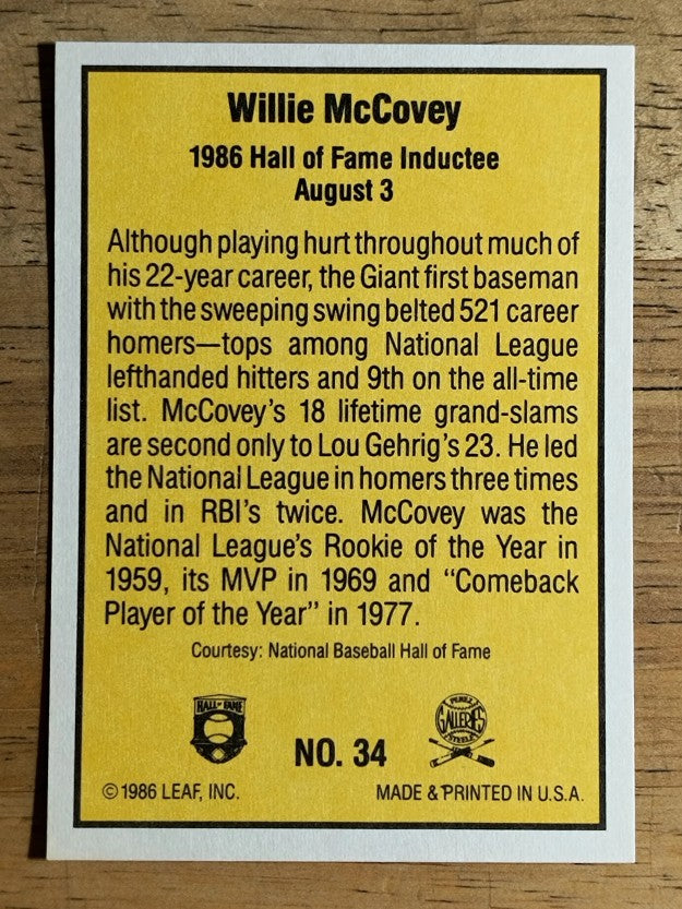 1986 Donruss Highlights #34 Willie McCovey