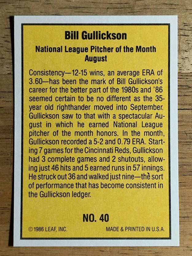 1986 Donruss Highlights #40 Bill Gullickson