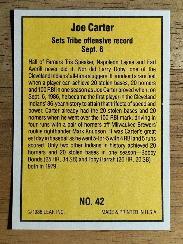 1986 Donruss Highlights #42 Joe Carter