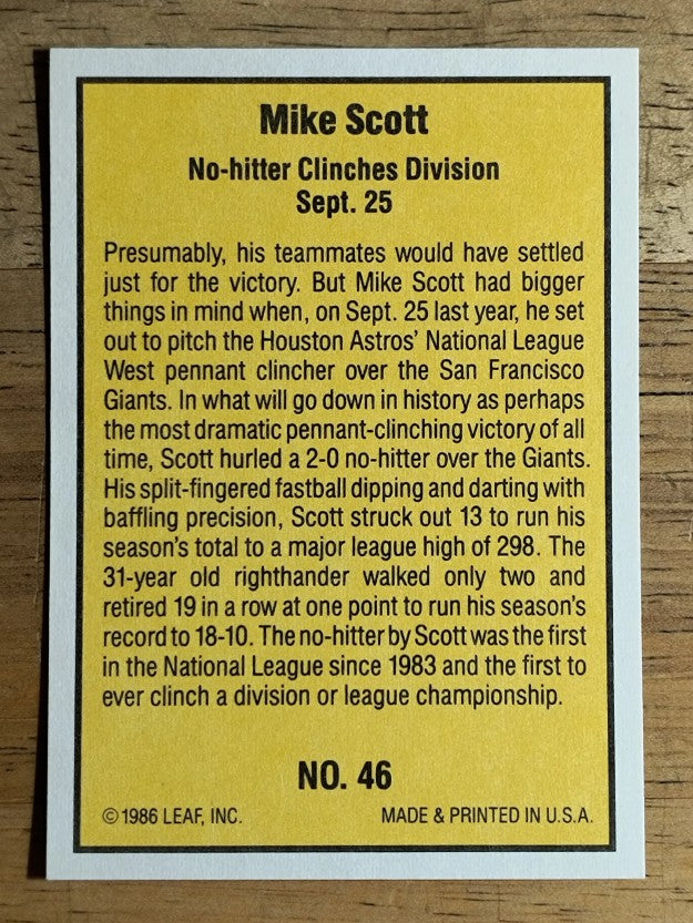 1986 Donruss Highlights #46 Mike Scott
