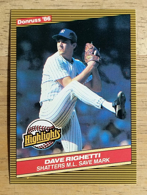 1986 Donruss Highlights #52 Dave Righetti