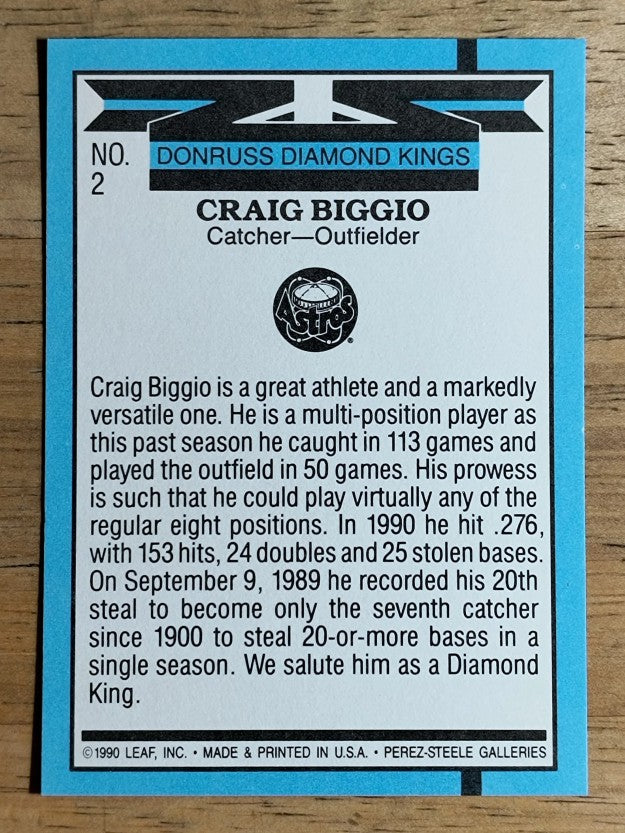 1991 Donruss #2 Craig Biggio DK