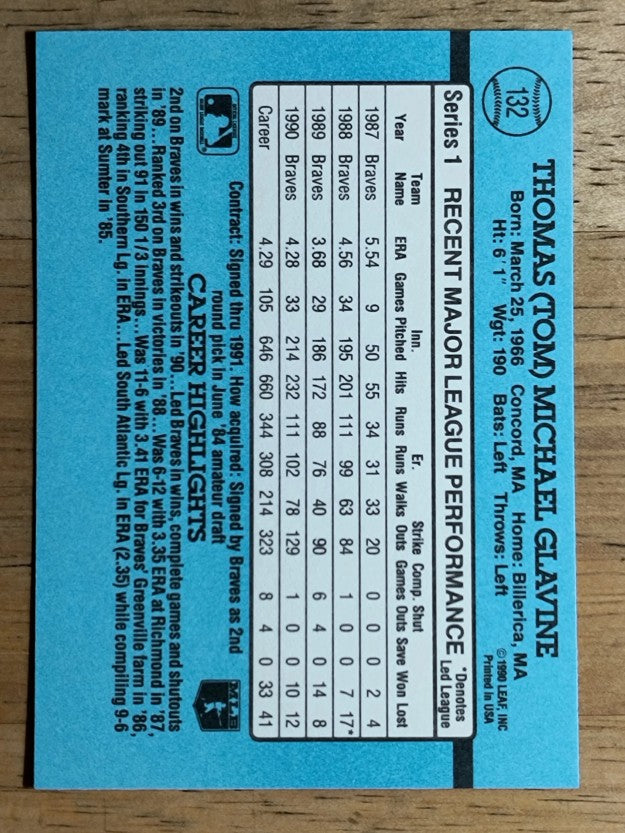 1991 Donruss #132 Tom Glavine