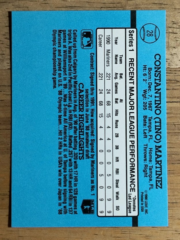 1991 Donruss #28 Tino Martinez RR