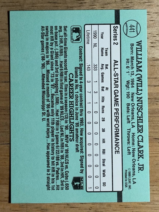 1991 Donruss #441 Will Clark AS
