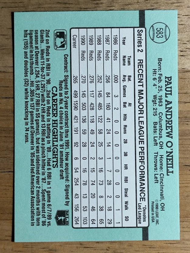 1991 Donruss #583 Paul O'Neill