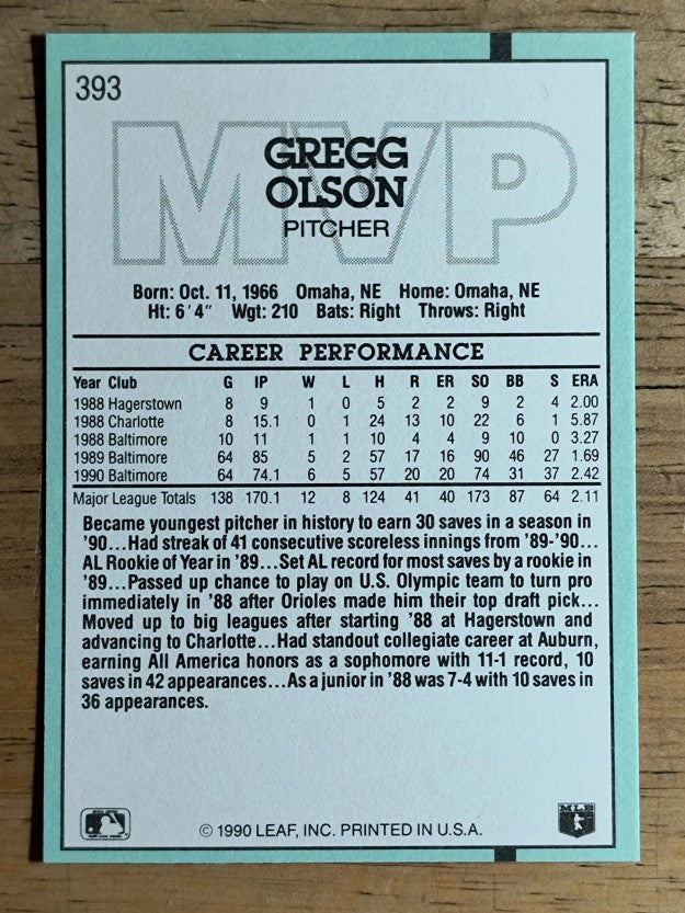 1991 Donruss #393 Gregg Olson MVP