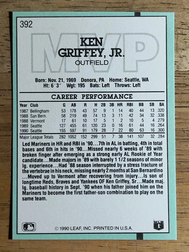 1991 Donruss #392 Ken Griffey Jr. MVP