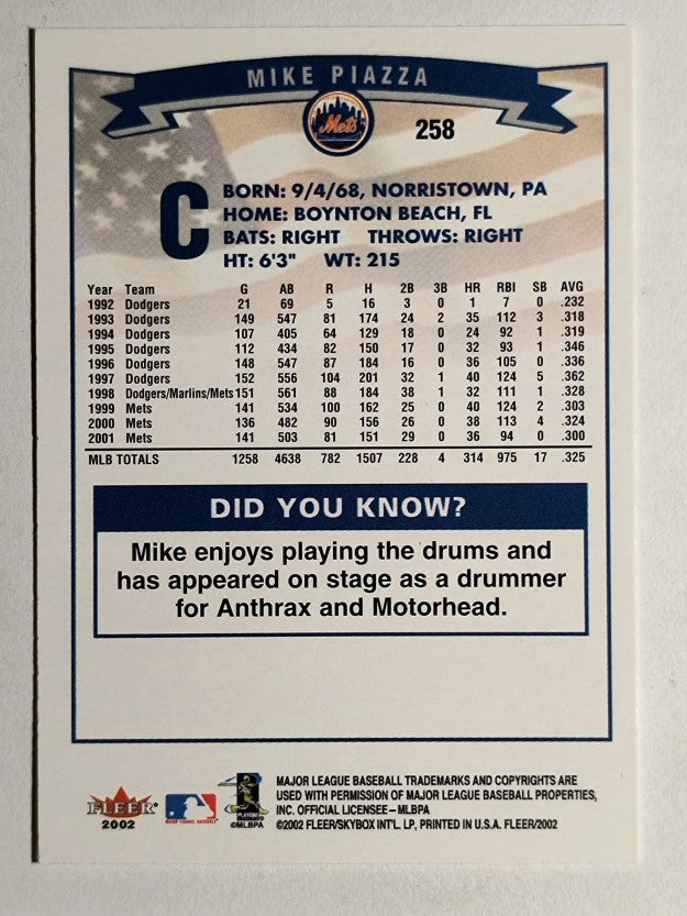2002 Fleer #258 Mike Piazza
