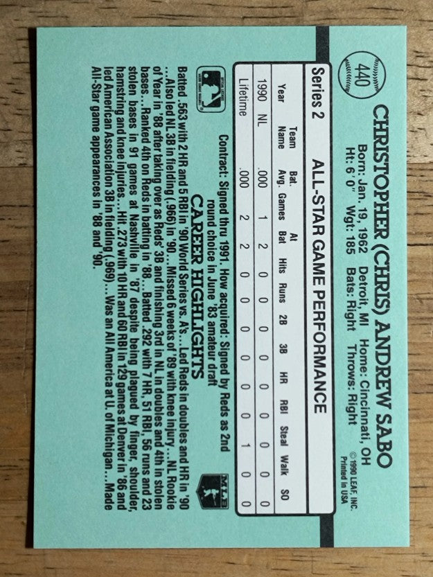 1991 Donruss #440 Chris Sabo AS