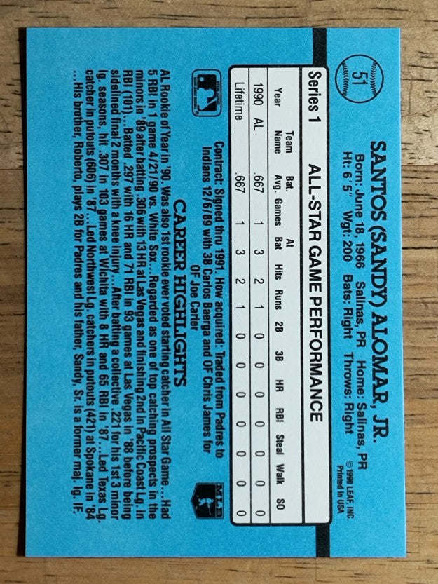 1991 Donruss #51 Sandy Alomar Jr. AS