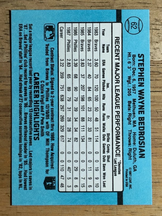 1988 Donruss #62 Steve Bedrosian