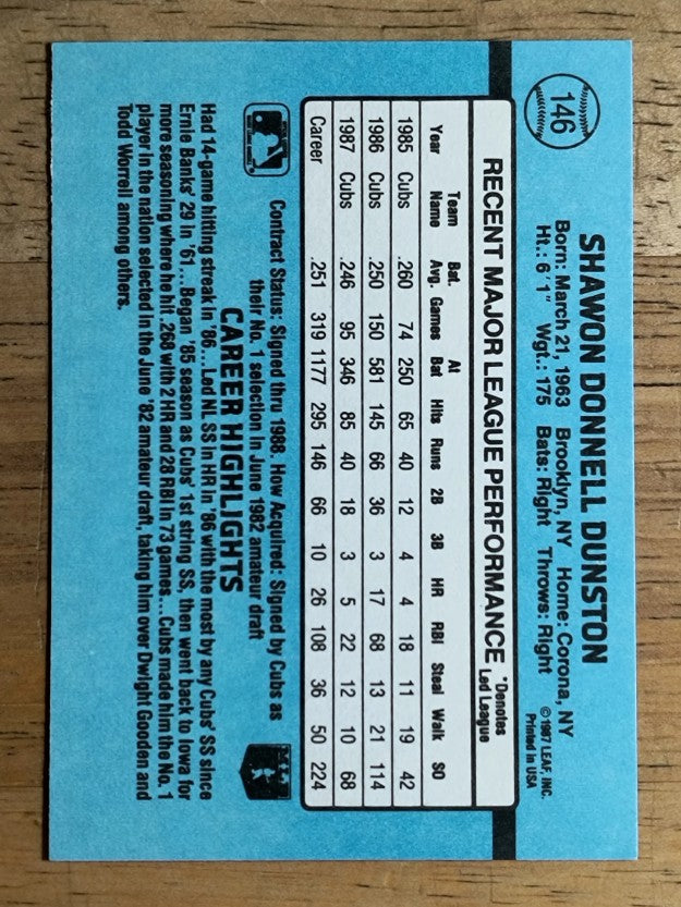 1988 Donruss #146 Shawon Dunston