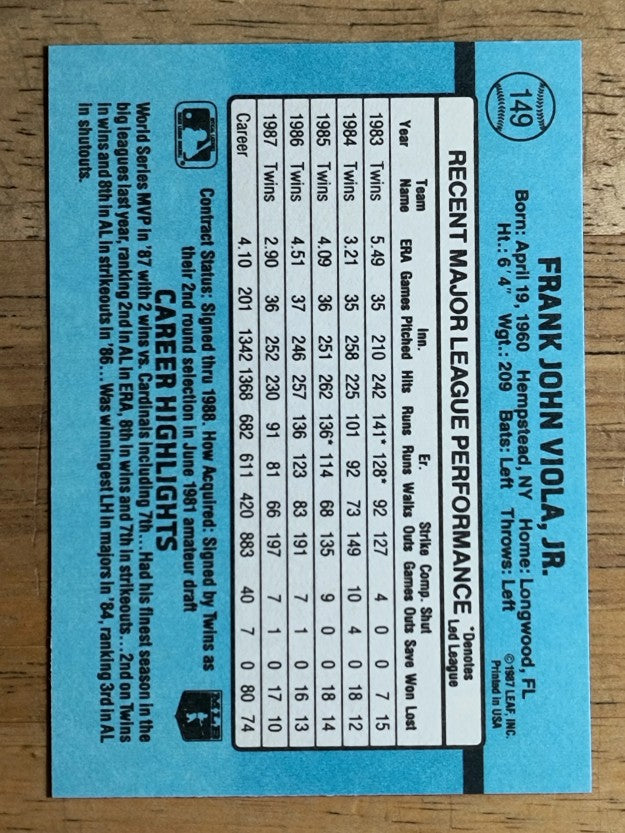 1988 Donruss #149 Frank Viola