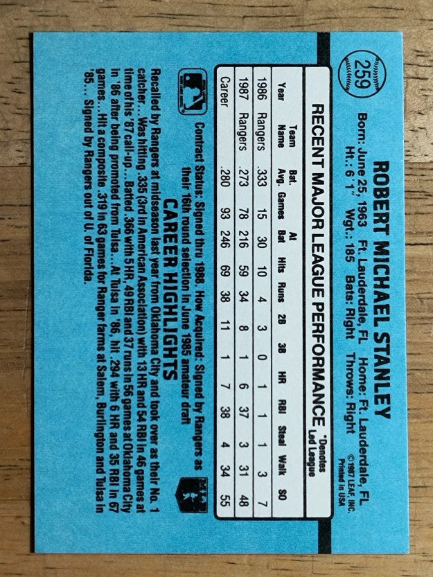 1988 Donruss #259 Mike Stanley