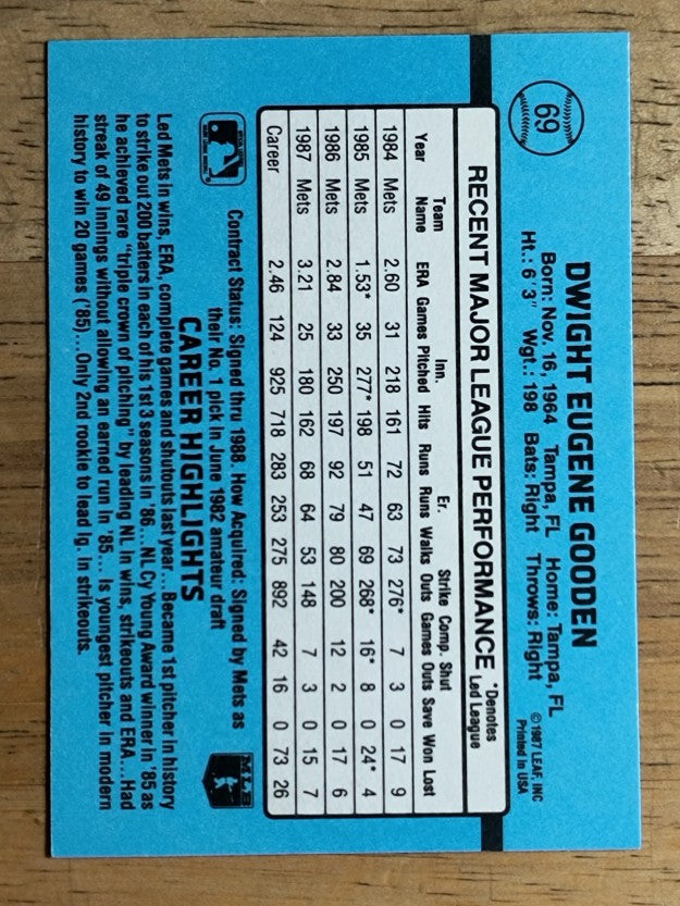 1988 Donruss #69 Dwight Gooden
