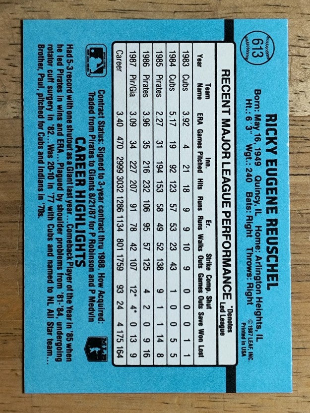 1988 Donruss #613 Rick Reuschel