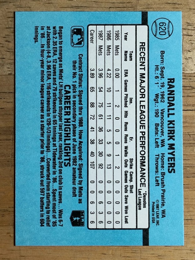 1988 Donruss #620 Randy Myers
