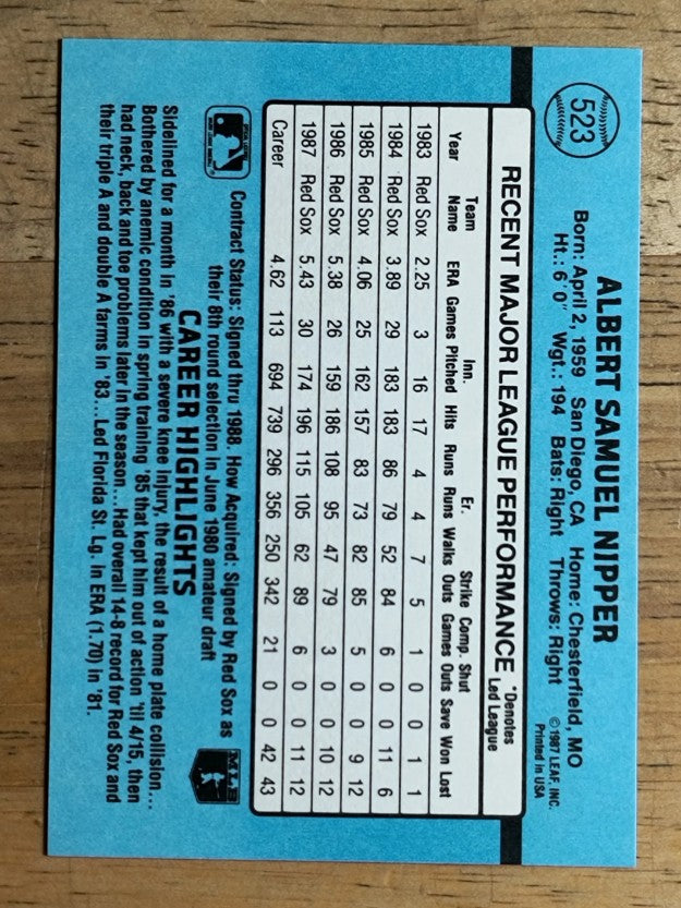 1988 Donruss #523 Al Nipper