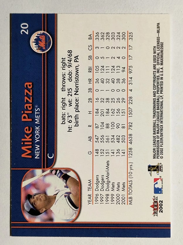 2002 Fleer Maximum #20 Mike Piazza