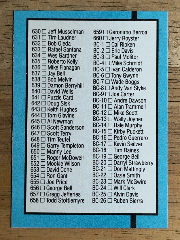 1988 Donruss #600A Checklist 578-660/BC1-BC26