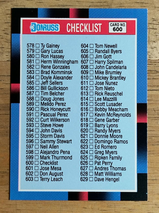 1988 Donruss #600A Checklist 578-660/BC1-BC26