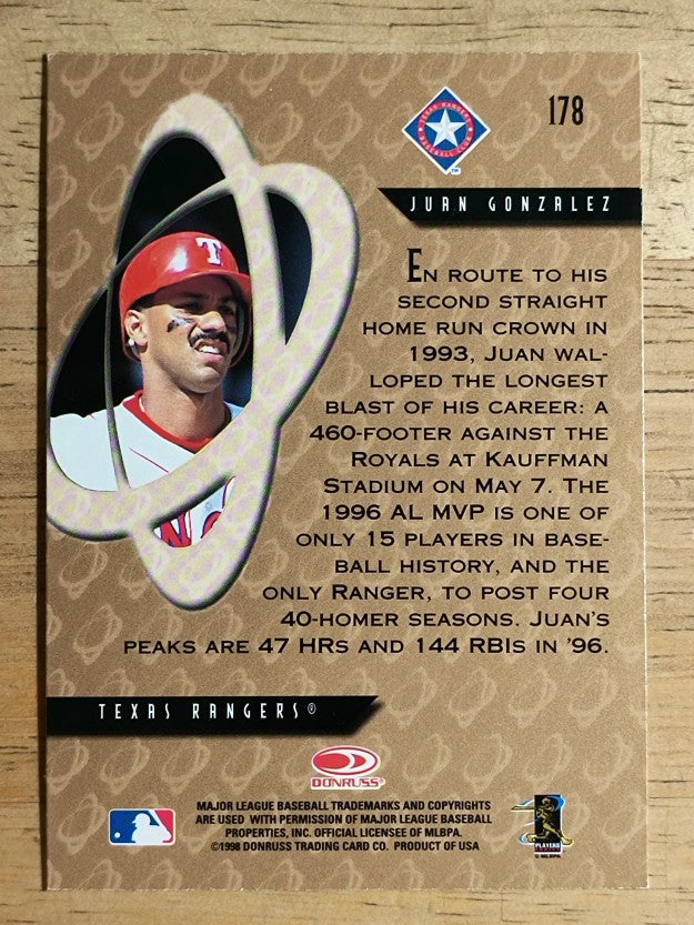 1998 Donruss Preferred #178 Juan Gonzalez PP GS