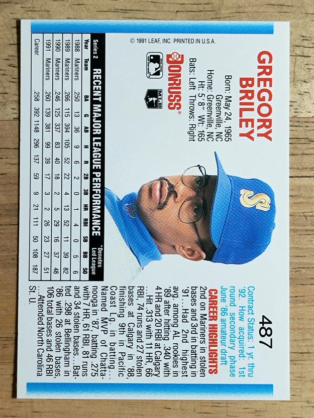 1992 Donruss #487 Greg Briley